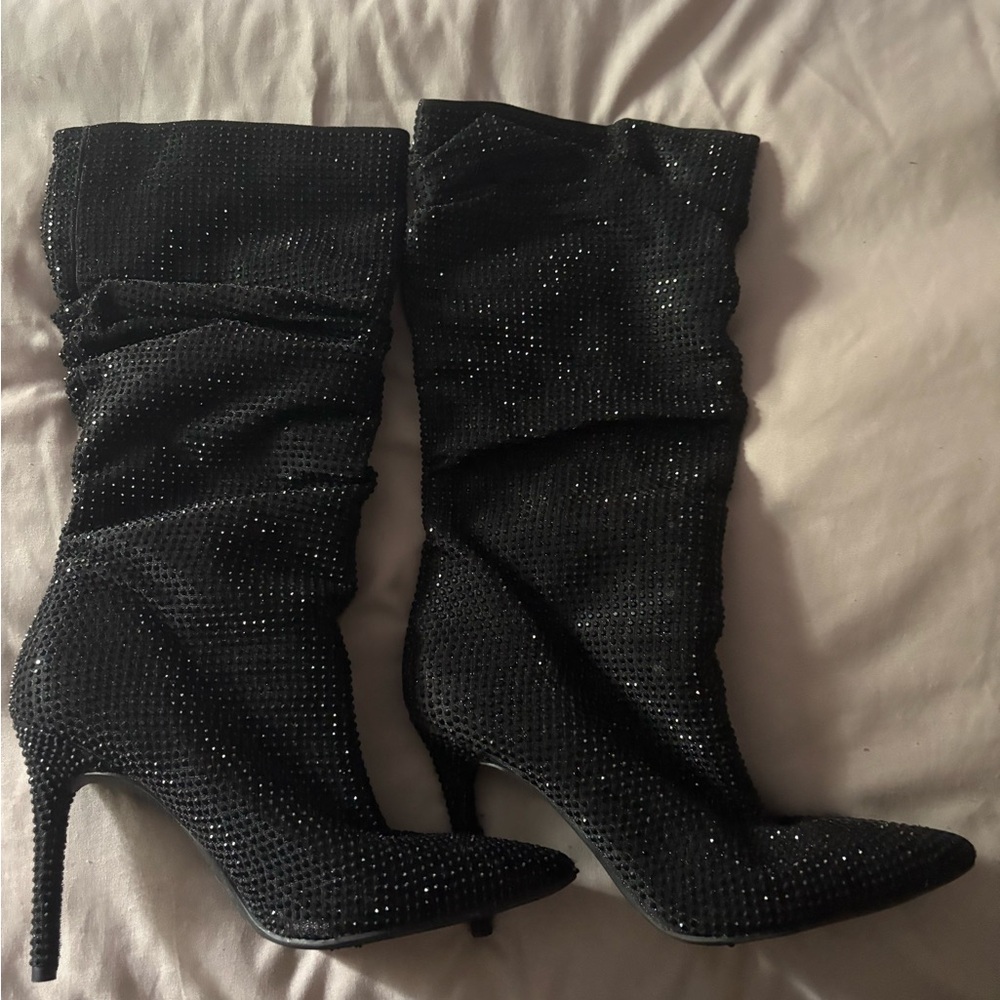 Jessica Simpson Black Sparkle Heeled Boots